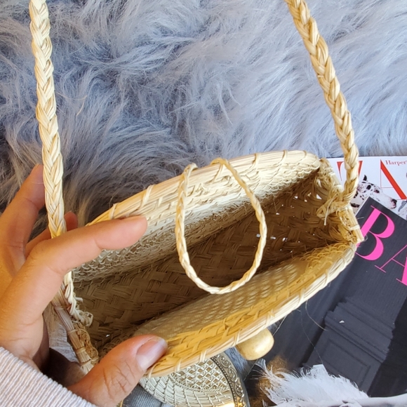 Iraca palm new summer round circle crossbody bag - Picture 3 of 7